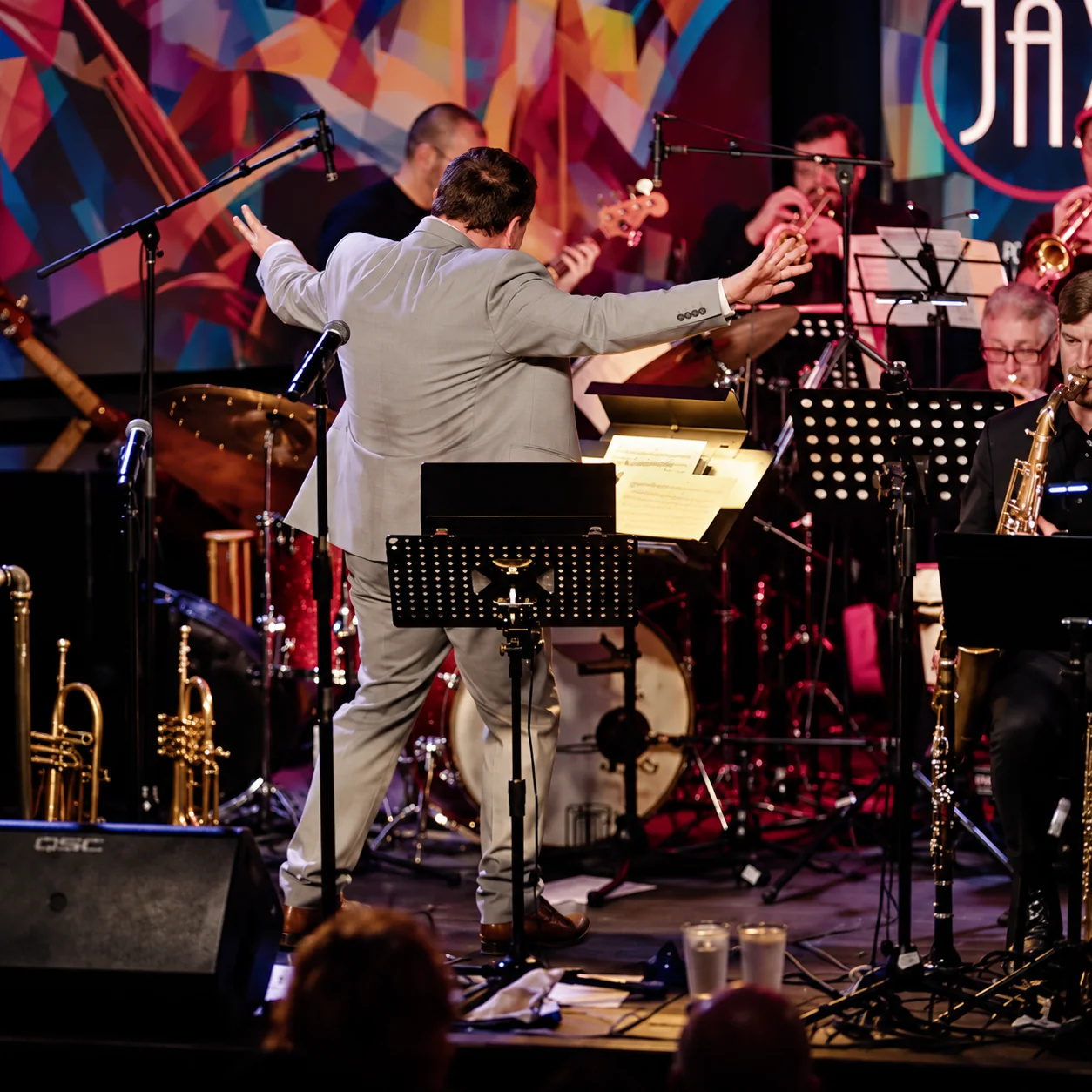 Chad Willis conducting his jazz orchestra — approved editorial image